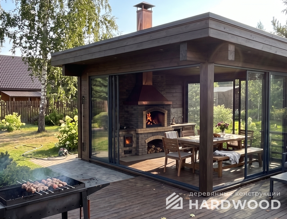 Беседка с мангальной зоной №102 - фото 2308