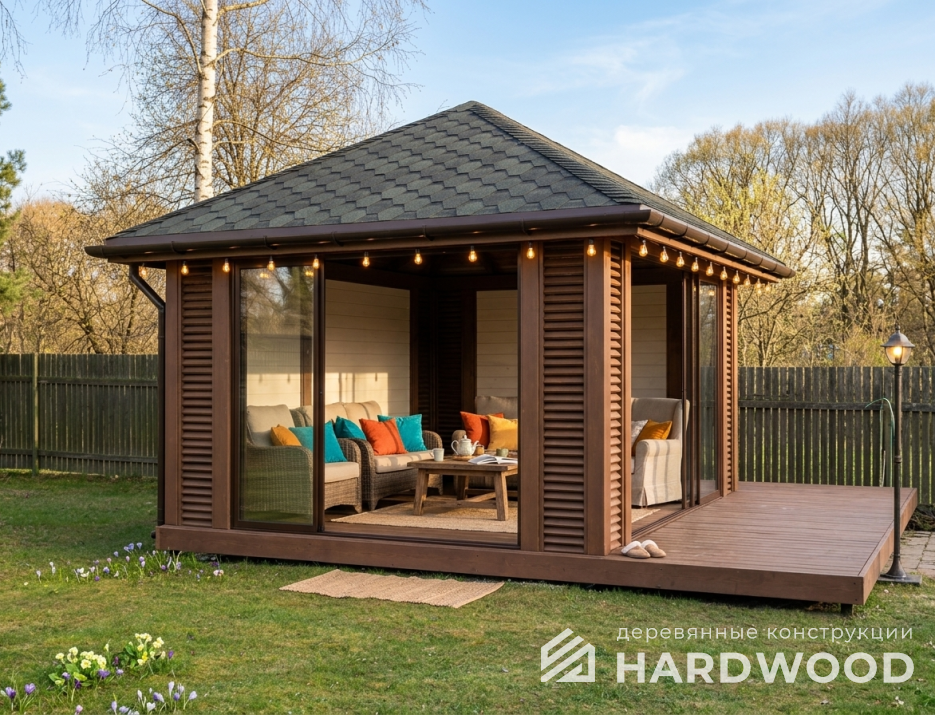 Четырехскатная беседка из дерева №99 - фото 2287